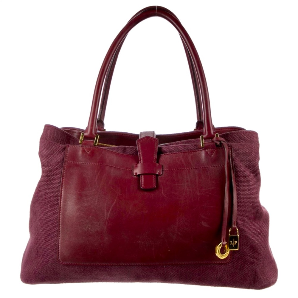 Loro Piana Leather Canvas Trim Tote Bag